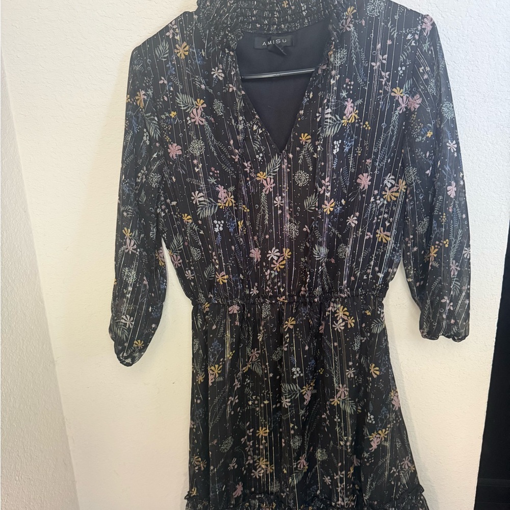 Amisu Multicolor Floral Long Sleeve Dress